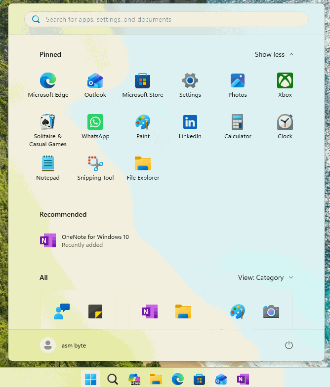 OneNote for Windows 10 出现在 Windows 11 菜单里