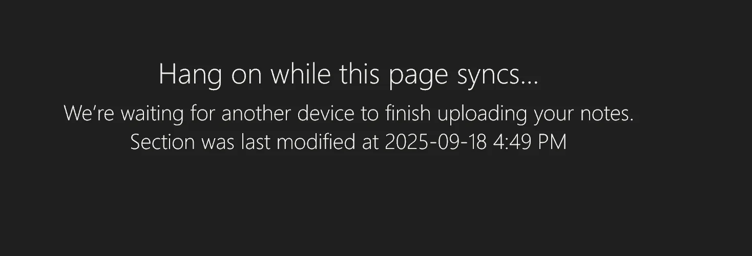 We're waiting for another device to finish uploading your notes.